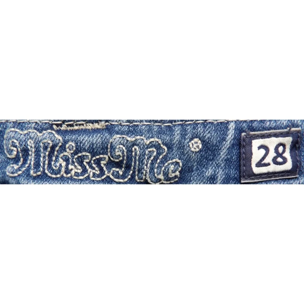 Miss Me Women Capri Jeans 28 Blue Denim Embellished Cross Flap Pocket Rhinestone